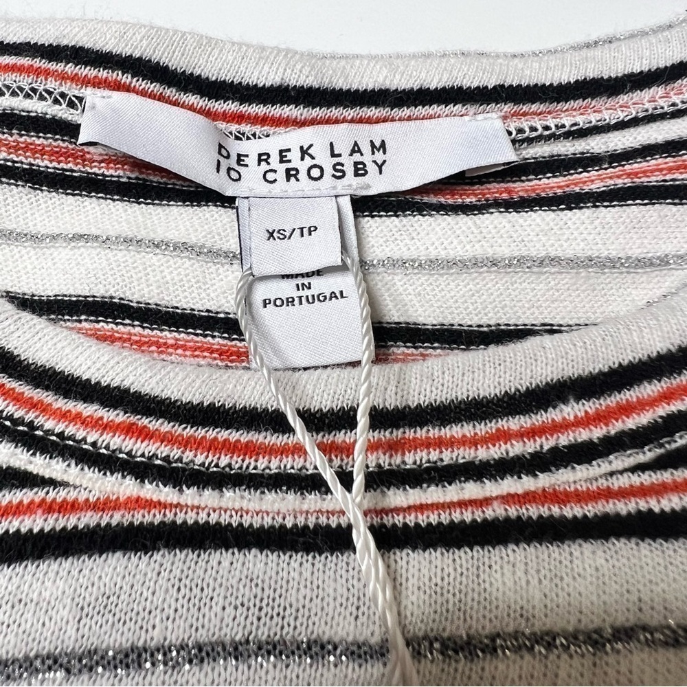 Derek Lam 10 Crosby Puff Shoulder Striped Long sleeve Top - Picture 11 of 11